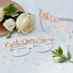 Party Delights Rose Gold Best Day Ever Paper Glasses (8Pk)< Wearables