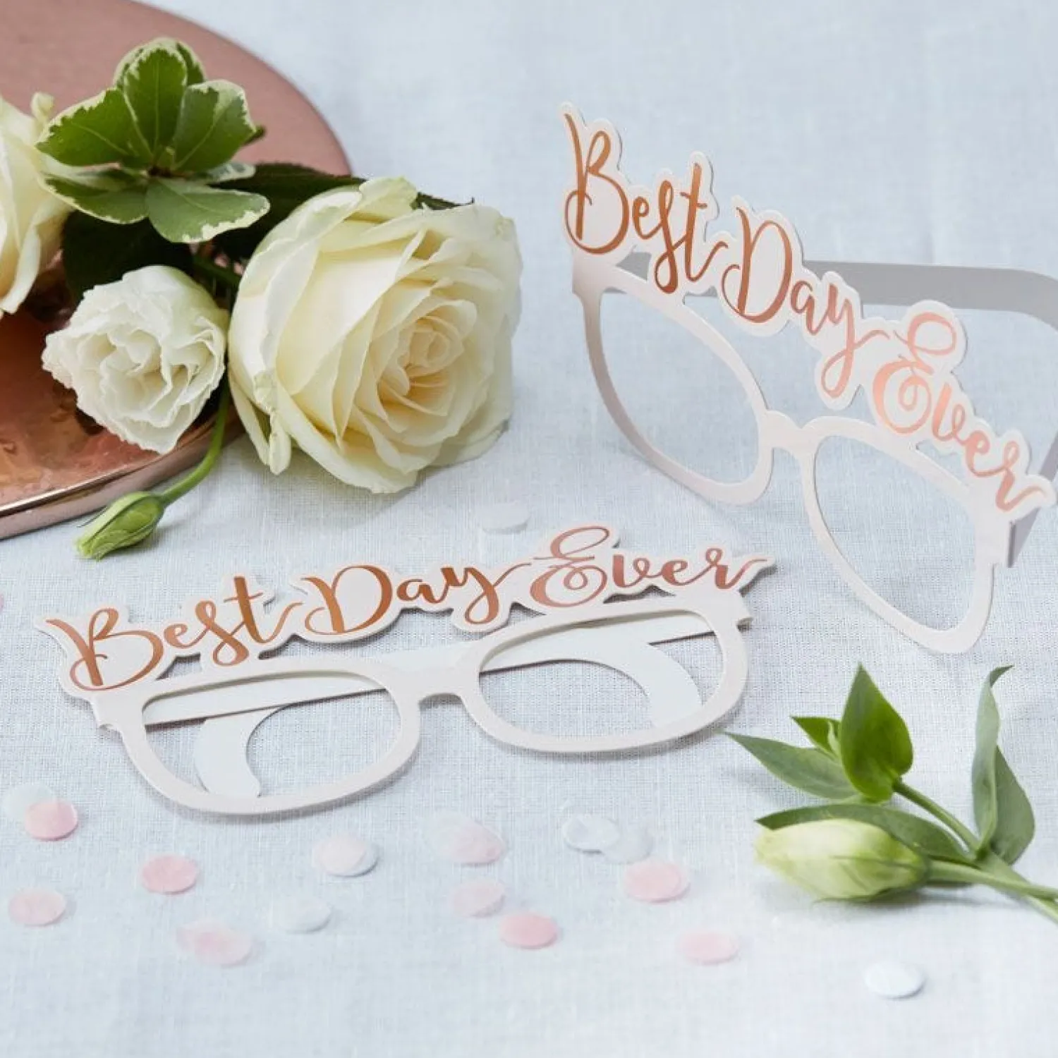 Party Delights Rose Gold Best Day Ever Paper Glasses (8Pk)< Wearables