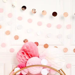 Party Delights Rose Gold Blush Dot Garlands - 2.1M (6Pk)< Hanging Decorations