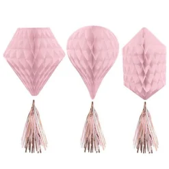 Party Delights Rose Gold Blush Mini Honeycombs With Tassels - 30Cm (3Pk)< Hanging Decorations