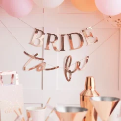 Party Delights Rose Gold 'Bride To Be' Paper Banner - 1.5M< Banners