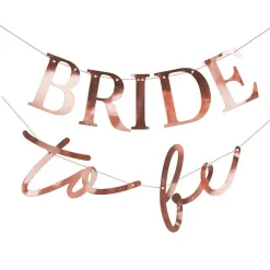 Party Delights Rose Gold 'Bride To Be' Paper Banner - 1.5M< Banners