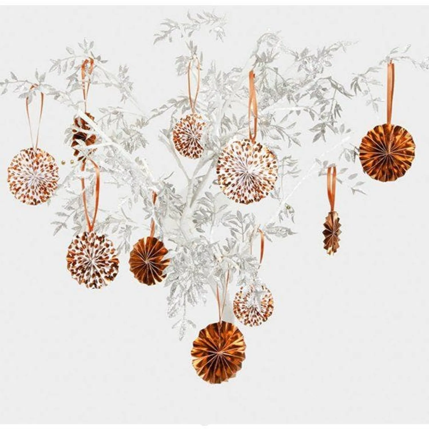 Party Delights Rose Gold Dot Tree Decoration Pinwheels (10Pk)< Hanging Decorations