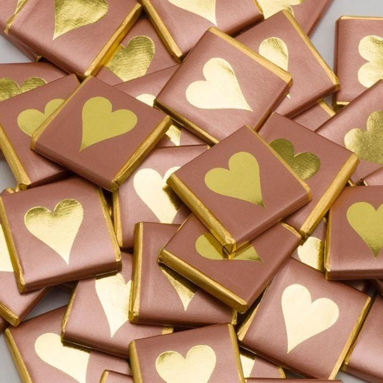 Party Delights Rose Gold Heart Chocolate Neapolitans X50< Chocolates