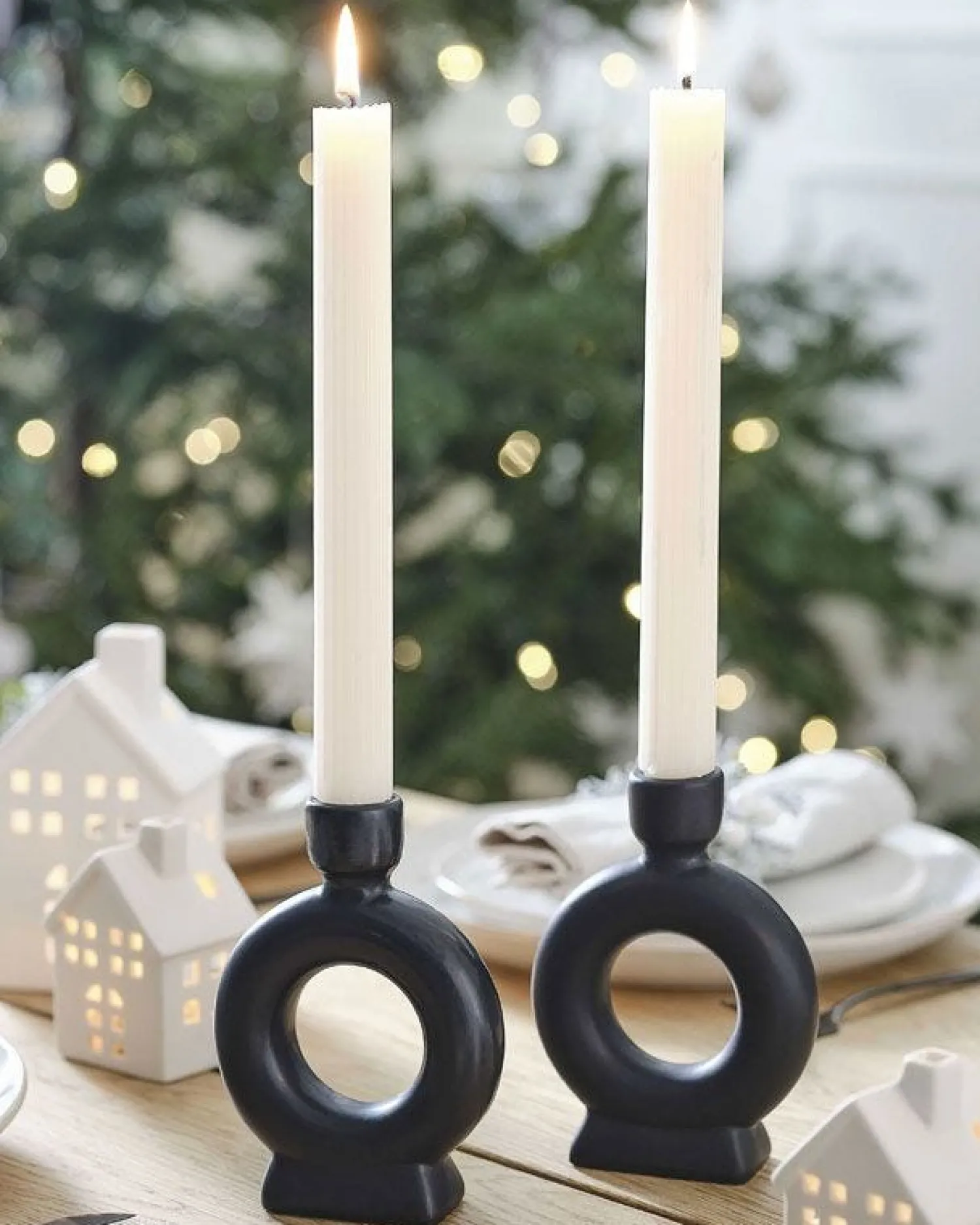 Round Ceramic Dinner Candle Holders (2Pk)<Party Delights Clearance