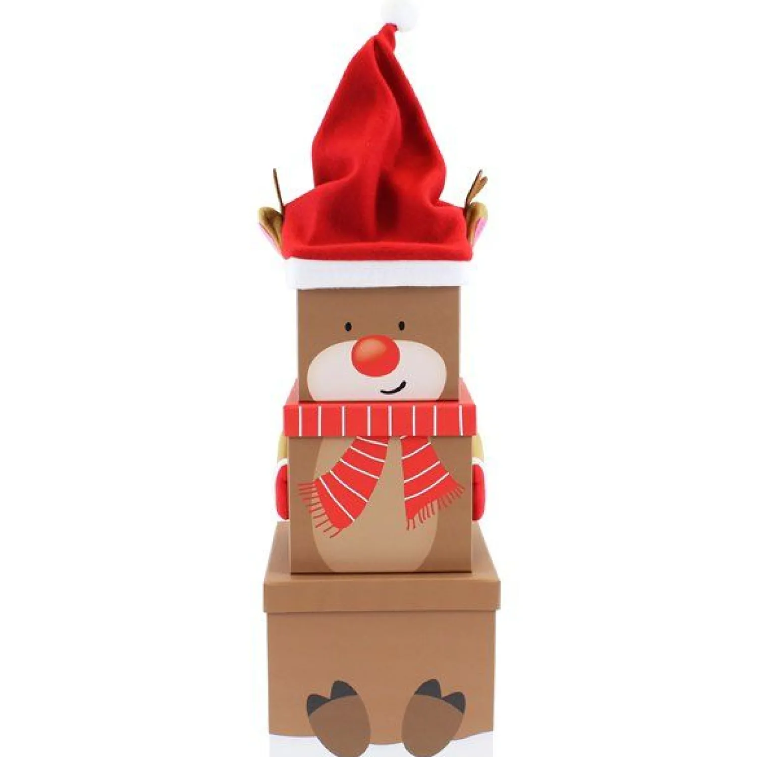Rudolph Plush Extra Large Stacking Boxes - 52Cm (3Pk)<Party Delights New