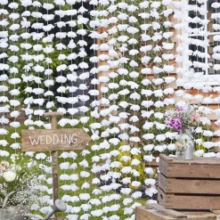 Party Delights Rustic Country White Floral Curtain Backdrop< Party Backdrops