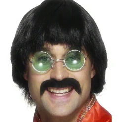 Party Delights 60S Black Mersey Wig & Tash< Wigs