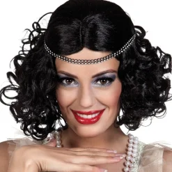 Party Delights 20S Black Wig With Headband< Hats & Headwear