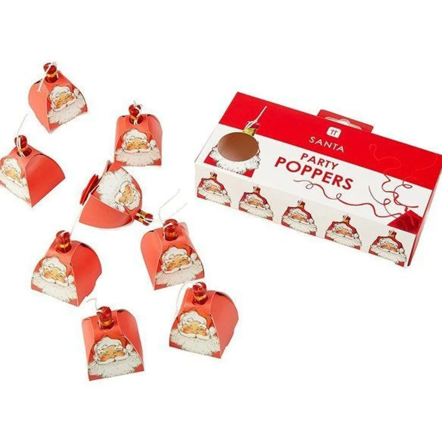 Santa Party Poppers (8Pk)<Party Delights Online