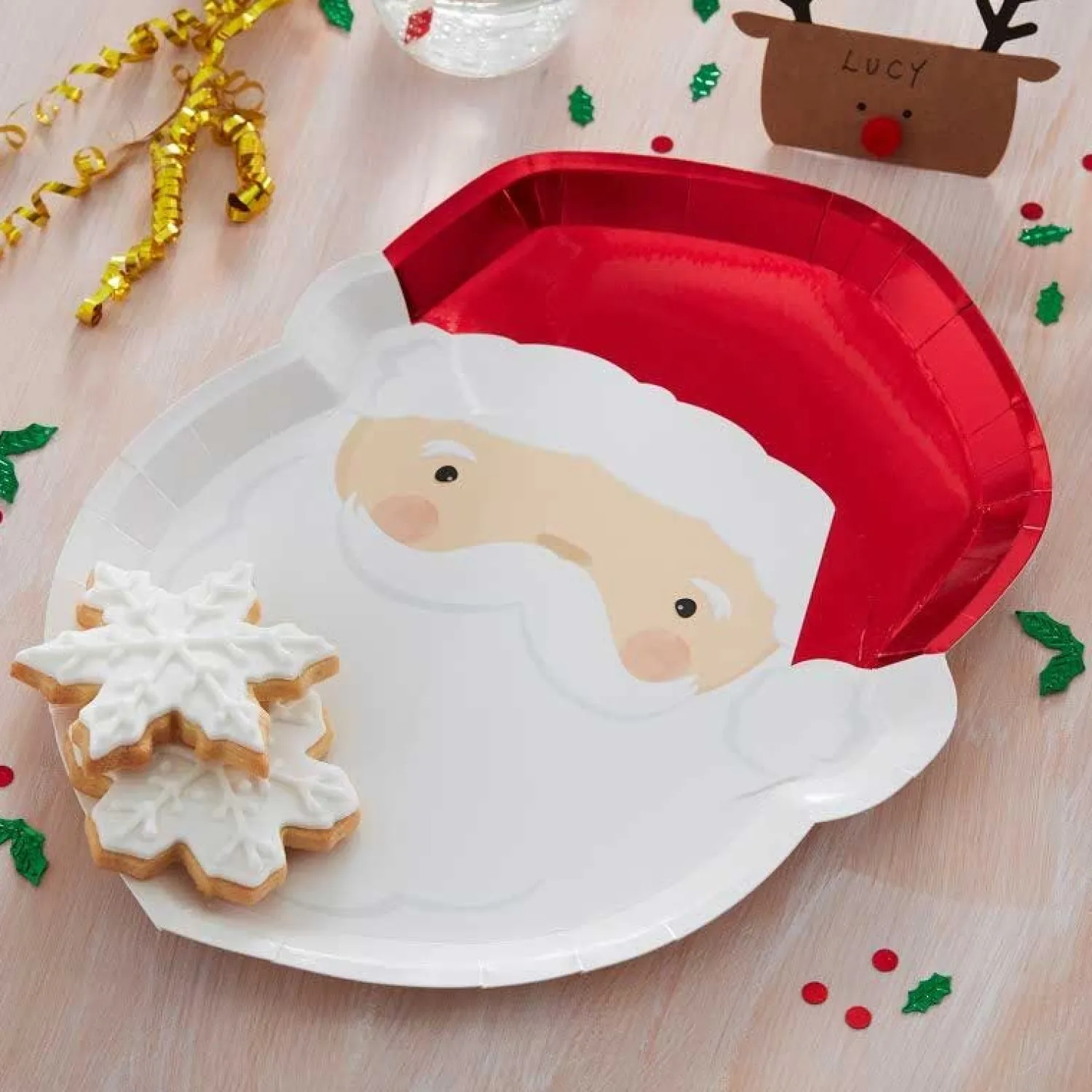 Santa Shaped Paper Plates 30Cm (8Pk)<Party Delights Best