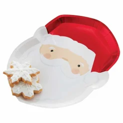 Santa Shaped Paper Plates 30Cm (8Pk)<Party Delights Best