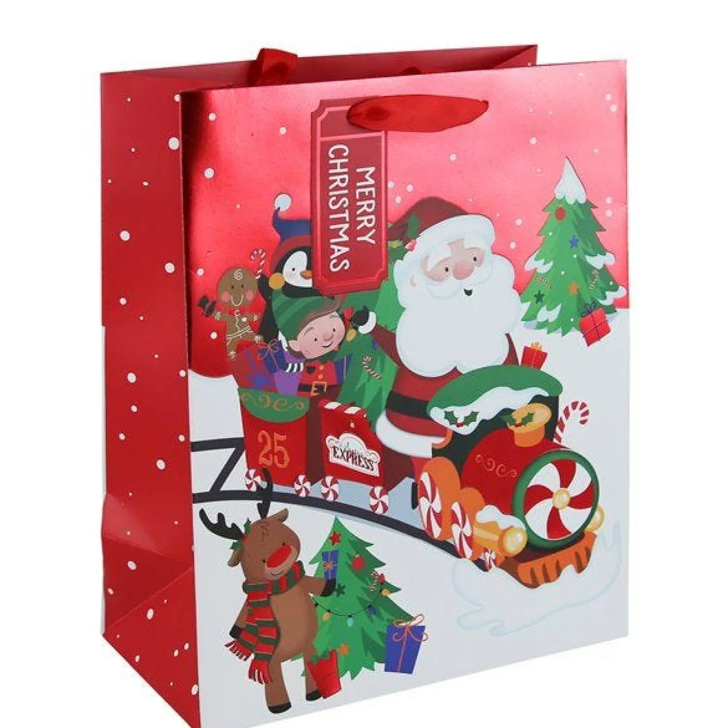 Santa Train Large Gift Bag - 33Cm X 26.5Cm<Party Delights Hot