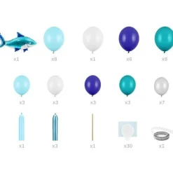 Party Delights Shark Balloon Arch Garland - 42 Balloons< Arches & Clouds