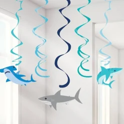 Party Delights Shark Party Hanging Swirls (5Pk)< Hanging Decorations