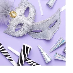 Party Delights Silver And Feather Masquerade Masks For Couples< Masks