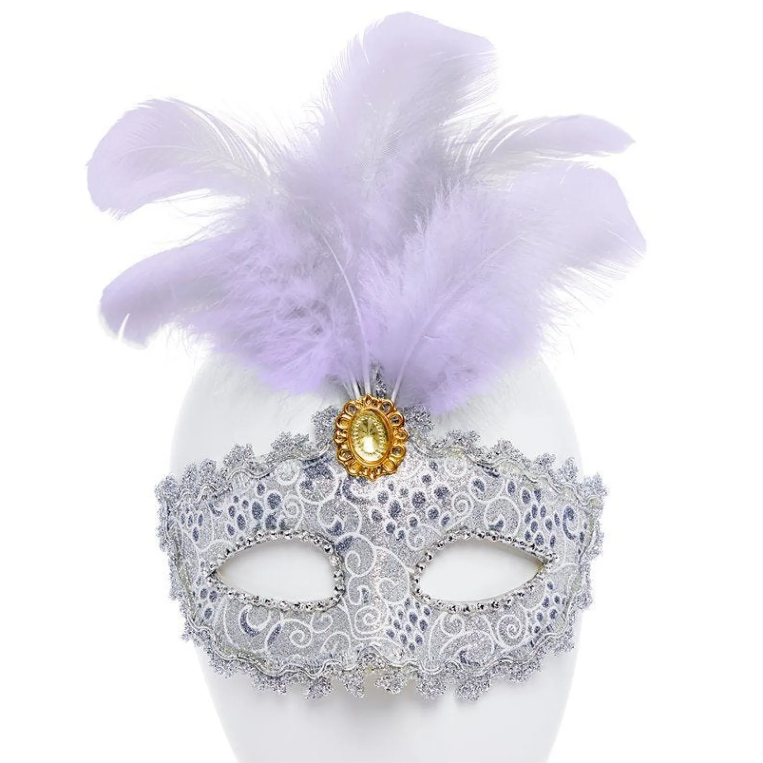 Party Delights Silver And Feather Masquerade Masks For Couples< Masks