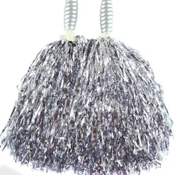 Party Delights Silver Cheerleading Pom Poms - Standard Tinsel (2Pk)< Costume Props