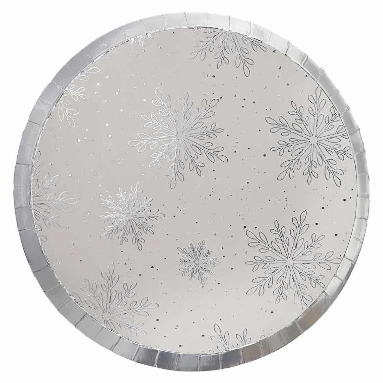 Silver Foil Snowflake Paper Plates - 25Cm (8Pk)<Party Delights Clearance
