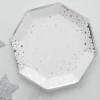 Silver Foil Star Paper Plates - 23Cm (8Pk)<Party Delights Clearance
