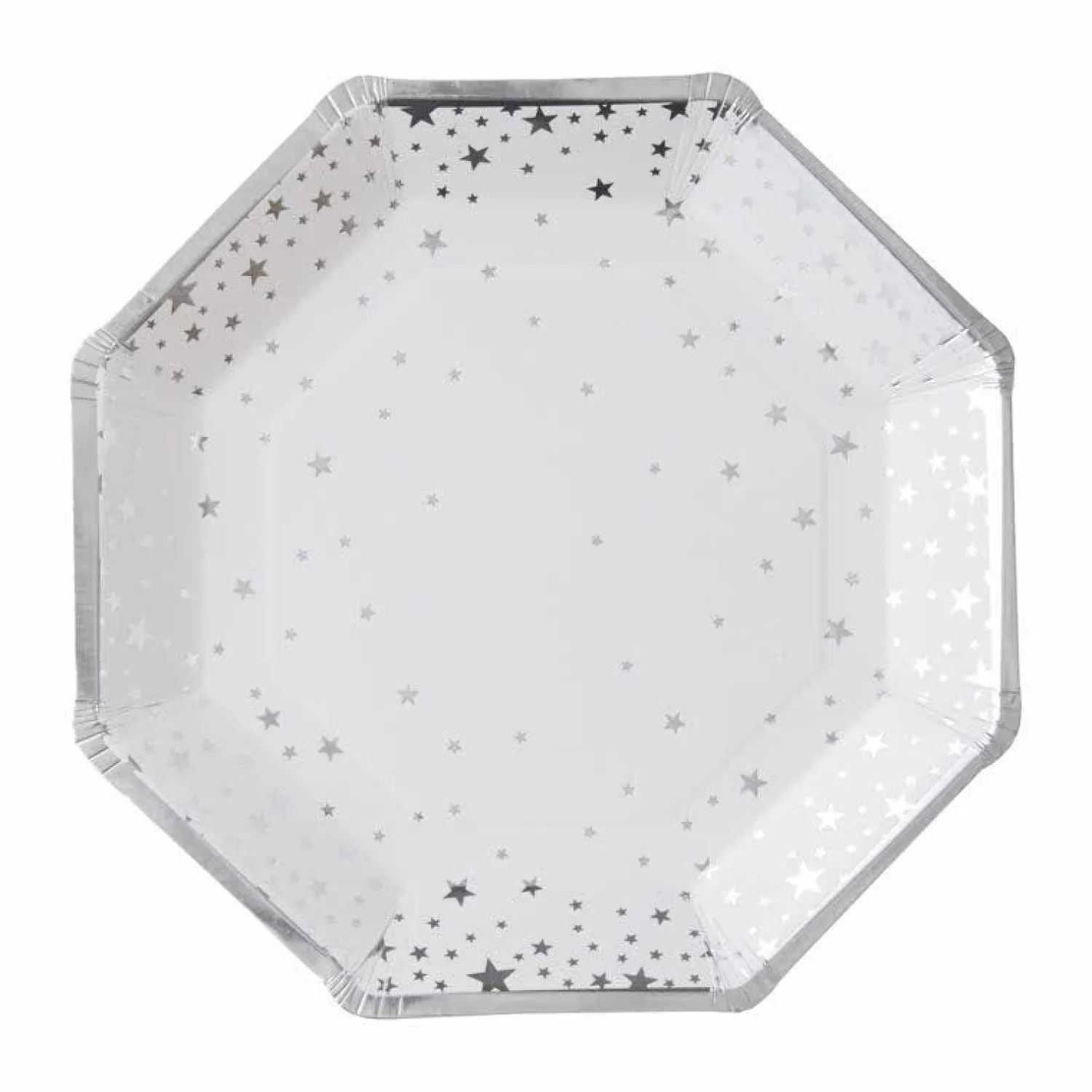 Silver Foil Star Paper Plates - 23Cm (8Pk)<Party Delights Clearance