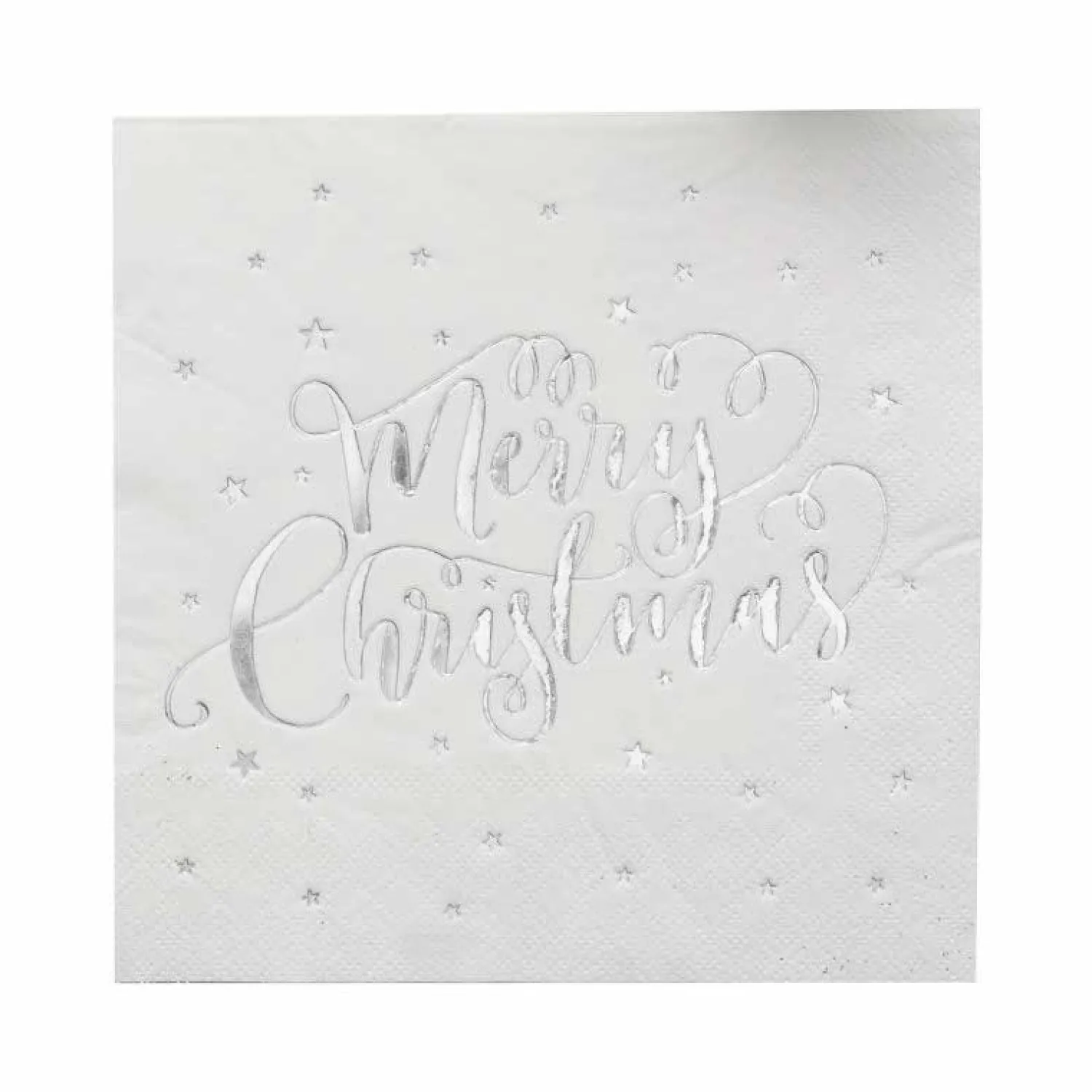 Silver Foiled Merry Christmas Paper Napkin - 33Cm (20Pk)<Party Delights Best