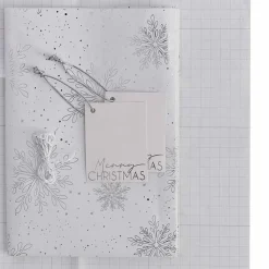 Silver Foiled Snowflake Christmas Wrapping Paper Kit<Party Delights Outlet