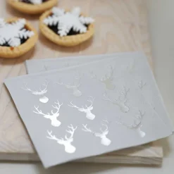 Silver Foiled Stag Paper Beverage Napkins (20Pk)<Party Delights Hot
