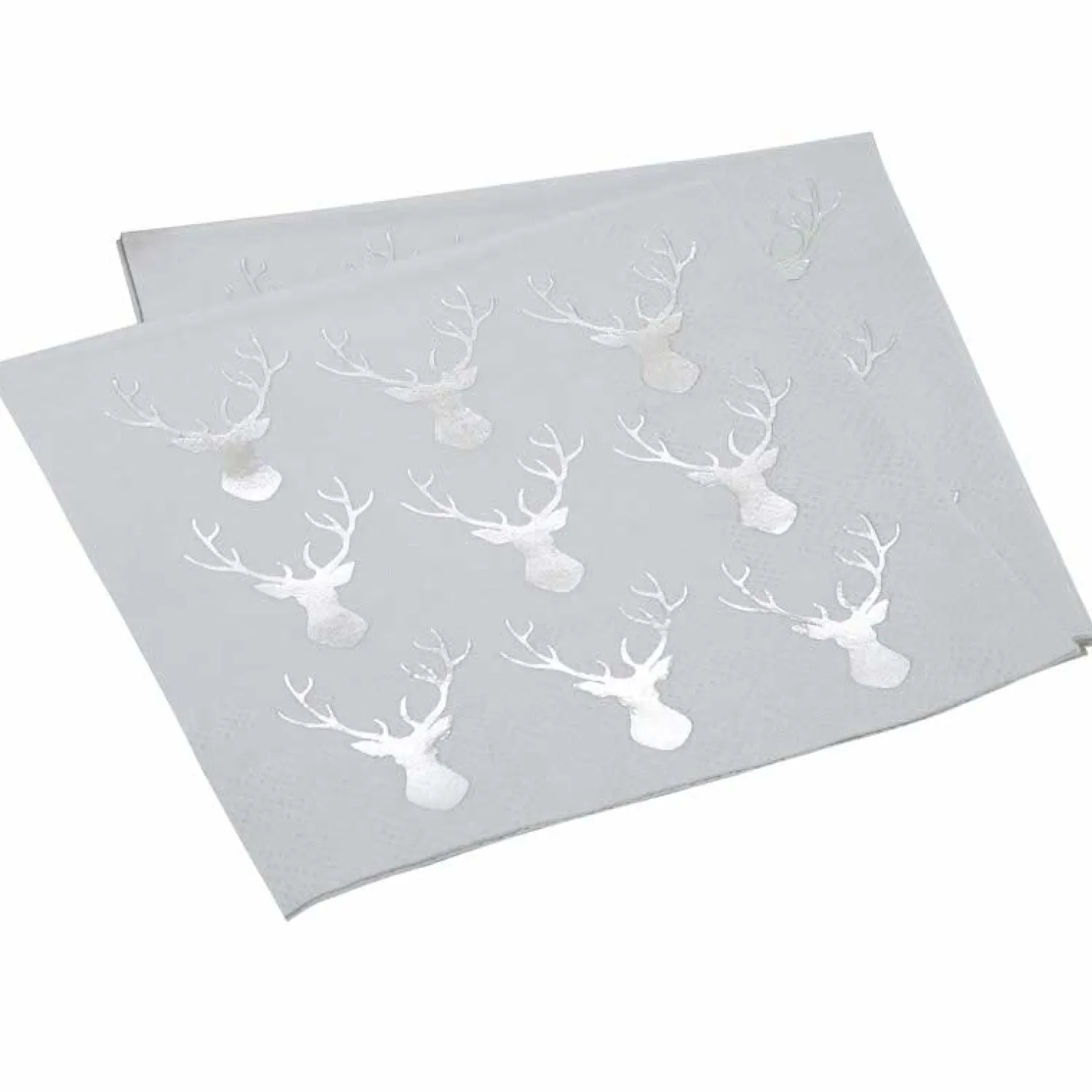 Silver Foiled Stag Paper Beverage Napkins (20Pk)<Party Delights Hot