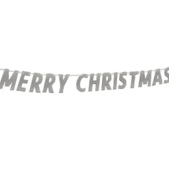 Silver Glitter 'Merry Christmas' Banner - 2.8M<Party Delights Sale