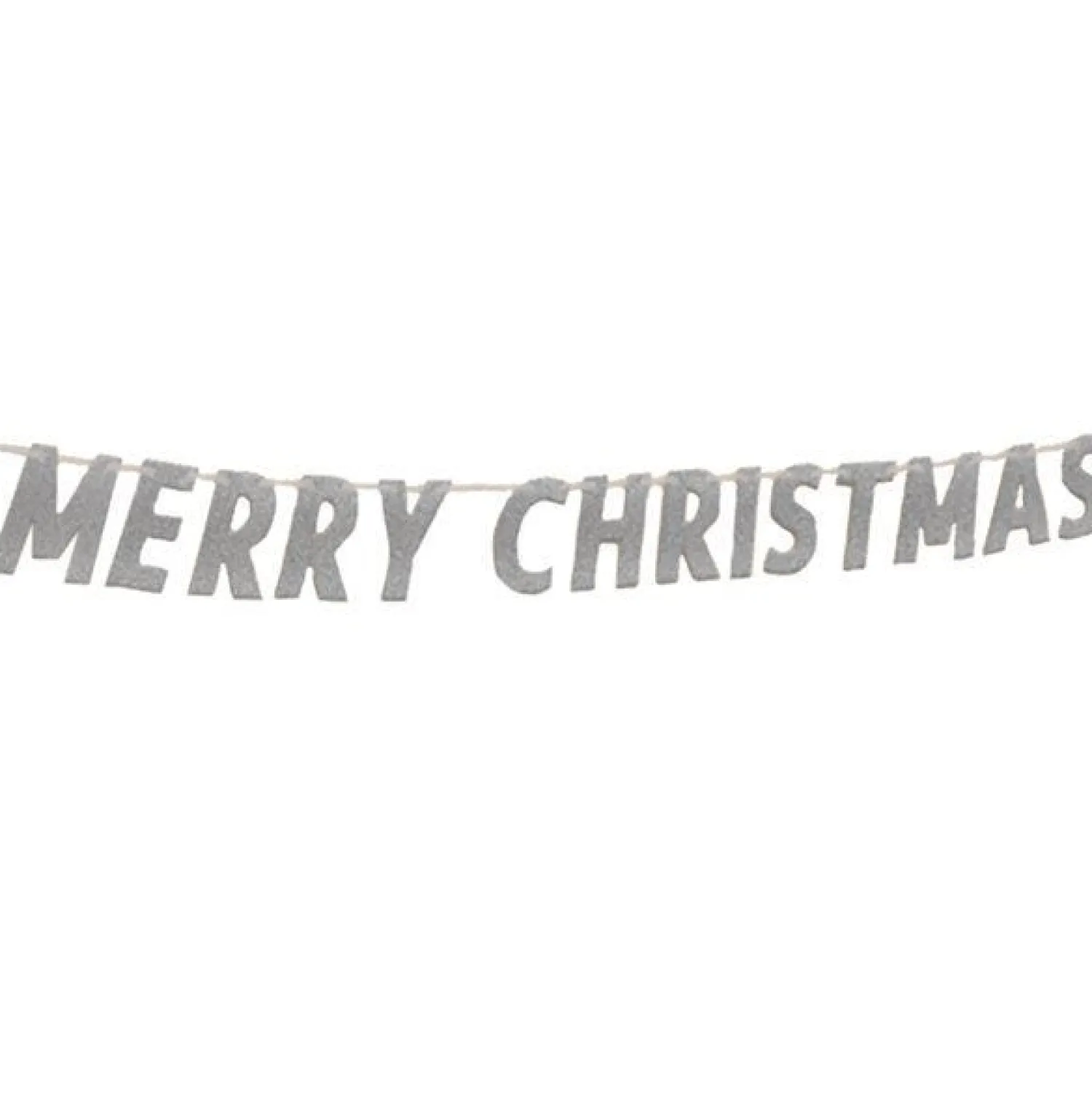 Silver Glitter 'Merry Christmas' Banner - 2.8M<Party Delights Sale
