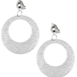 Party Delights Silver Glitter Mod Earrings< Costume Props
