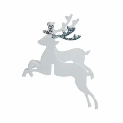 Silver Glitter Reindeer Glass Decoration (10Pk)<Party Delights Discount