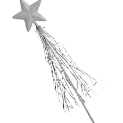 Party Delights Silver Glitter Wand With Tinsel< Costume Props