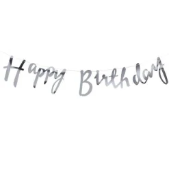 Party Delights Silver 'Happy Birthday' Paper Banner - 1.5M< Bunting