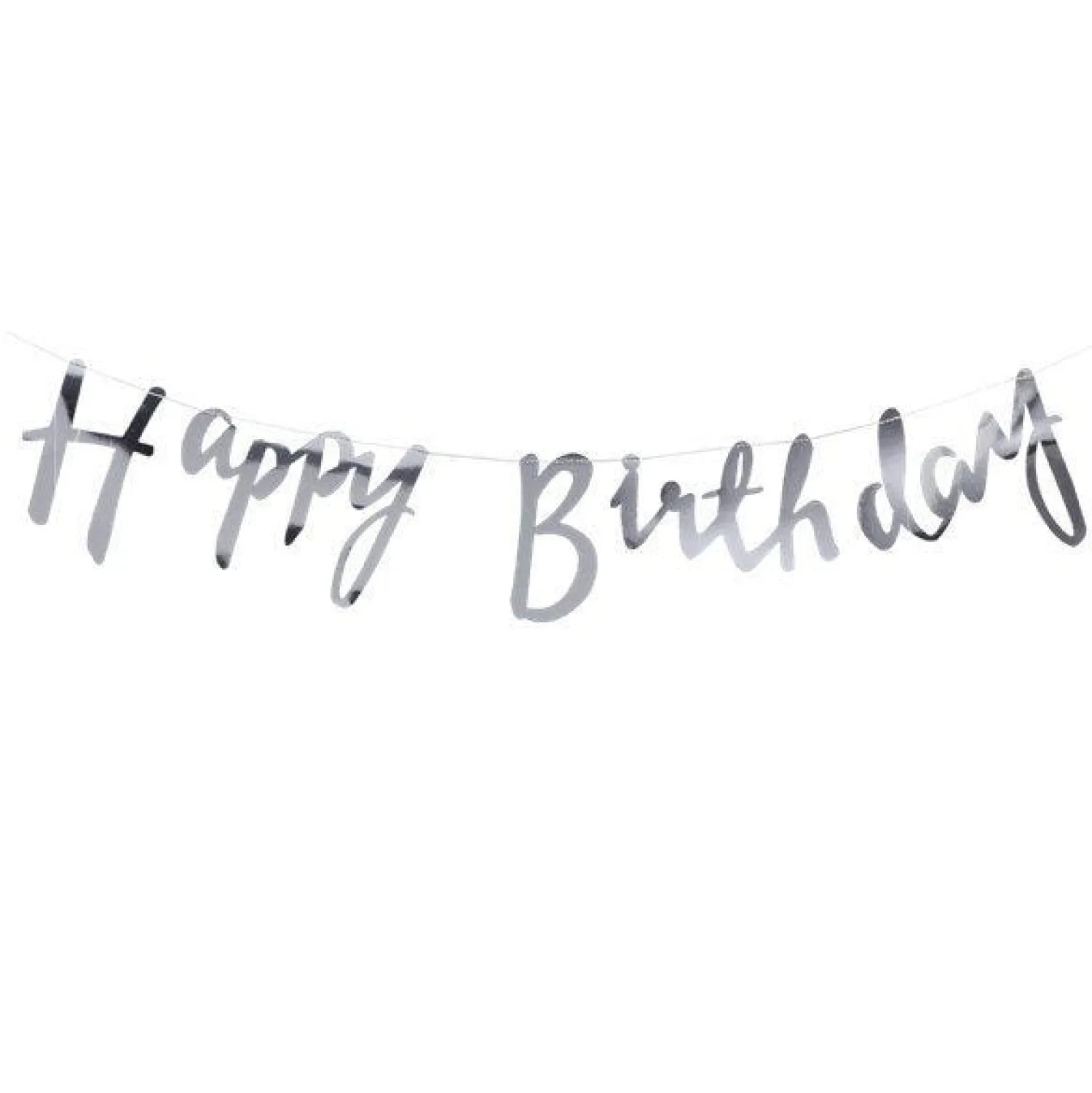 Party Delights Silver 'Happy Birthday' Paper Banner - 1.5M< Bunting
