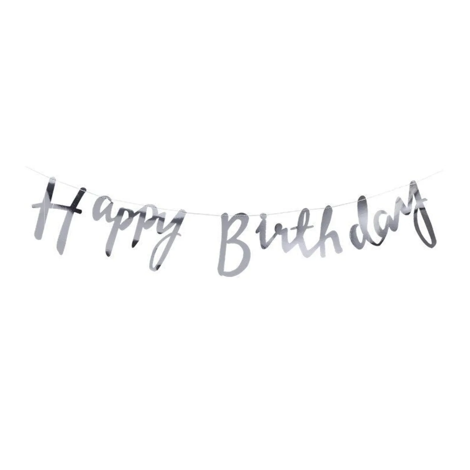 Party Delights Silver 'Happy Birthday' Paper Banner - 1.5M< Bunting