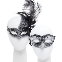 Party Delights Silver Masquerade Masks For Couples< Masks