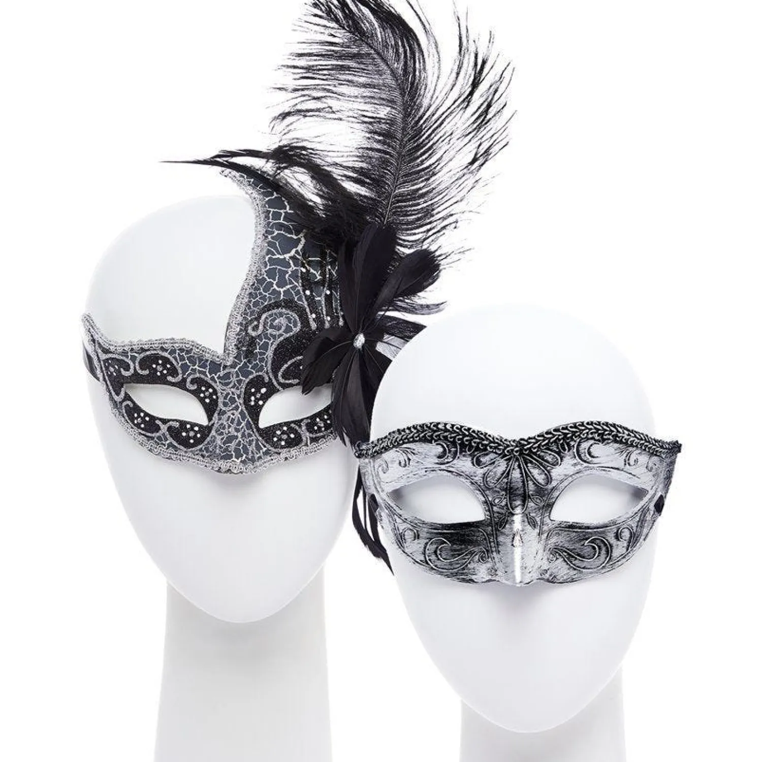 Party Delights Silver Masquerade Masks For Couples< Masks