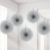 Party Delights Silver Paper Fan Decorations - 15Cm (5Pk)< Hanging Decorations