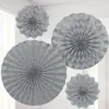 Party Delights Silver Paper Glitter Fan Decorations (4Pk)< Hanging Decorations