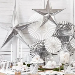 Silver Paper Star Decoration - 70Cm<Party Delights Best