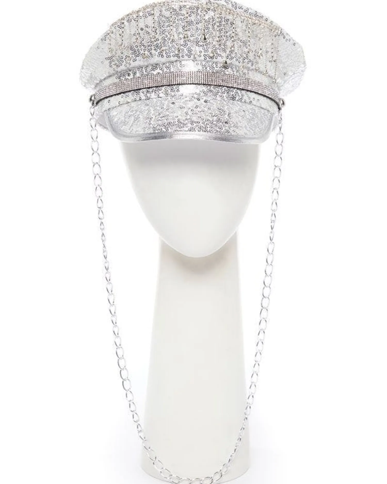 Party Delights Silver Sequin Biker Hat< Hats & Headwear