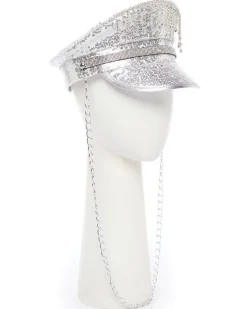 Party Delights Silver Sequin Biker Hat< Hats & Headwear
