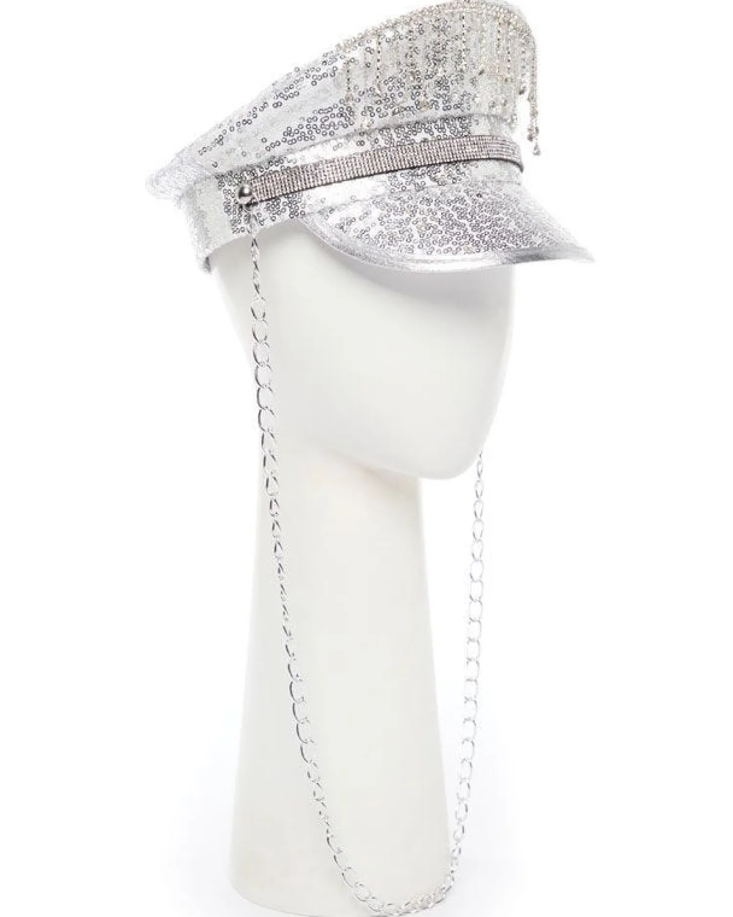 Party Delights Silver Sequin Biker Hat< Hats & Headwear