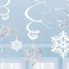 Party Delights Silver Snowflake Hanging Swirls - 60Cm (12Pk)< Hanging Decorations
