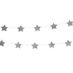 Party Delights Silver Star Garland - 3.6M< Hanging Decorations