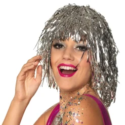 Party Delights Silver Tinsel Wig< Wigs