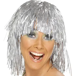 Party Delights Silver Tinsel Wig< Wigs