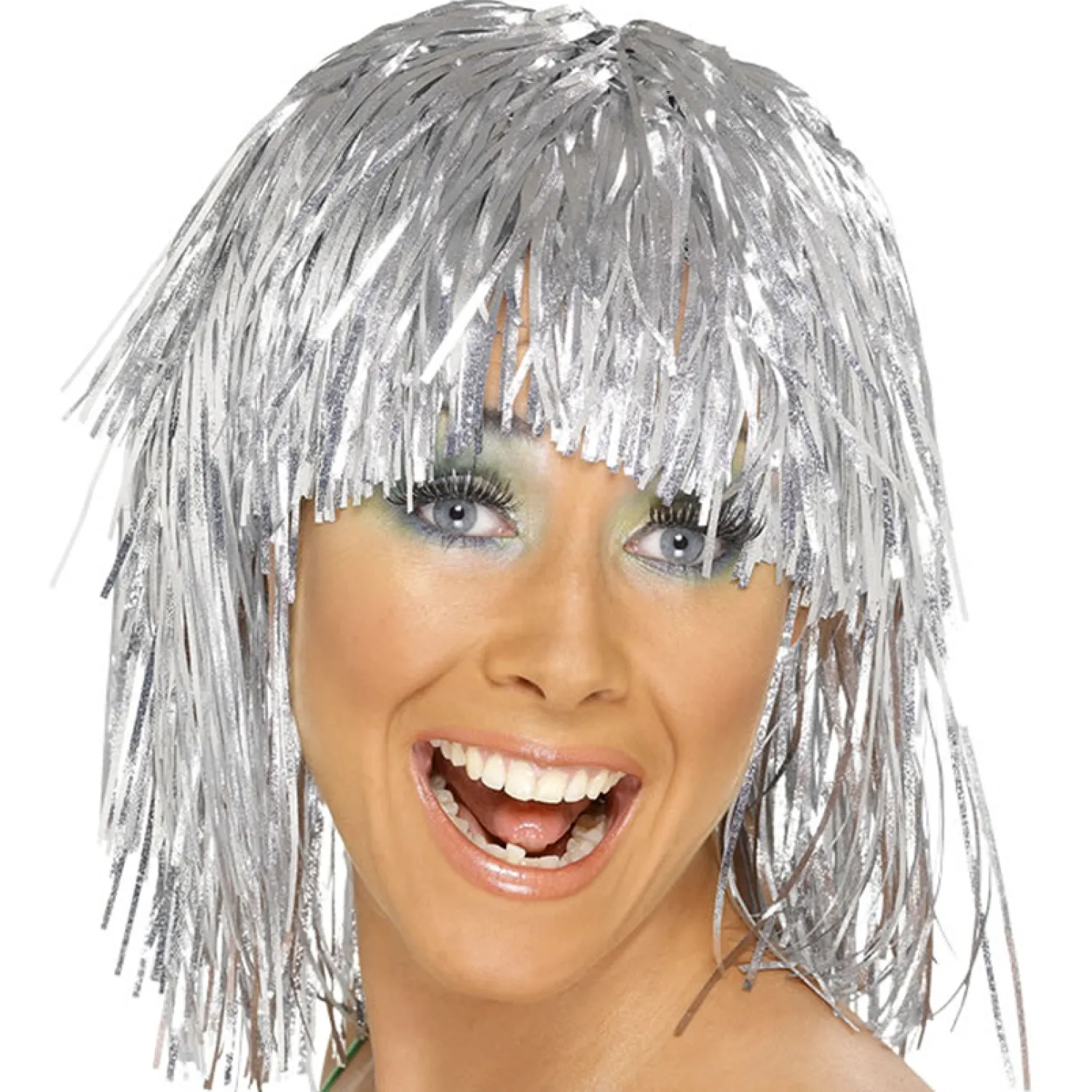 Party Delights Silver Tinsel Wig< Wigs
